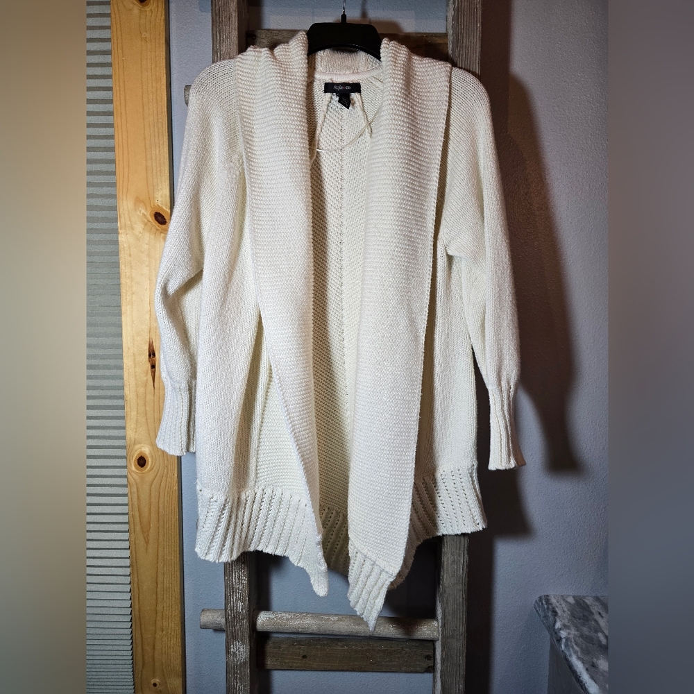 STYLE & Co Cozy Knit Open-Front Sweater - Cream XL